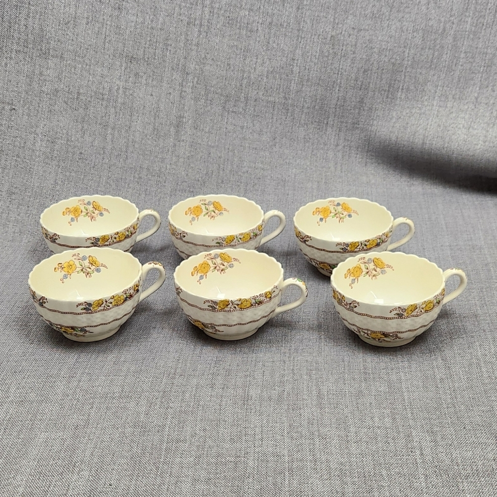 Vintage Copeland "Buttercup" Spode England Tea Cup Set Of 6 Various Condition